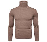 Mens Autumn And Winter Solid Soft Turtleneck Sweater Flexibility Solid Color Close Fitting Top Slim Sweater Pale Wool Coat