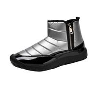Men's Autumn And Winter Thermal With Fleece Thickened Boots Cowboy Boots Men (Silver, 7.5)
