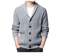 Mens Autumn Chunky Knitted V Neck Buttoned Cable Knit Cardigans,Autumn Winter Overcoat Middle-Aged and Elderly Sweater Men Knitwear Outerwear