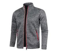 Men's Autumn Knitted Jackets Full Zip Collision Splicing Sweatshirts Fleece Chunky Knitted Sweatshirts Stand-Up Collar Warm Jackets Classic Knitwear Jacket For Gym Outdoor Running Hiking Dark Gray