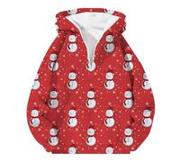 Men's Autumn Winter Christmas Print Long Sleeve Pullover Sweatshirt with Zipper Pocket 4/1 Long Sleeve Winter Hat, 1-Red, 3XL