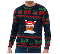 Men's Autumn Winter Christmas Print Short Summer Cardigan Sweatshirt Japan, Blu-d, M