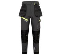 Men's Aviator Softshell Waterproof Cargo Workwear Trousers with Knee Pad Pockets Grey