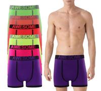 Mens Awesome Boxer Seamless Fit Shorts NEON Stretchy Waistband Soft Boxers Men's Everyday Wear Briefs Sports Mens Underwear Hand Print on Back (UK, Alpha, L, Regular, Regular, 12, Assorted)
