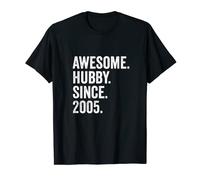 Mens Awesome Hubby Since 2005 | 18th wedding anniversary T-Shirt