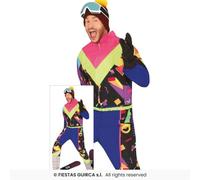 Mens Aztec Neon Retro Skier Costume 1980s Fancy Dress Outfit Ski Instructor M-XL