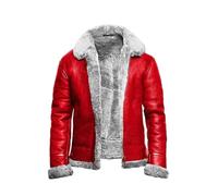 Men's B3 Bomber Aviator Christmas Chronicles Ryan Leather Spirited Faux Fur Shearling Winter Wear Jacket