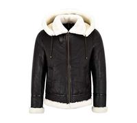 Men's B3 Sheepskin Jacket 100% Real Leather Flying RAF WW2 Bomber Pilot Jacket Nv-65 (3XL, Dark Brown/Ivor Hood)