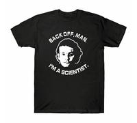 Men's Back Off Man I'm A Scientist 80s Movie Funny Tee Men's Cotton Short Sleeve Tee T-Shirt Balck M