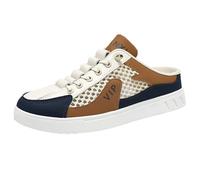 Men's Backless Sneakers,Casual Mule Open Back Sneakers,Men Slip On Mule Sneaker Comfortable,Breathable Slip On Mules,Lightweight Flat Sneaker,Anti-Skid,Mesh,for Walk,Outdoor Beige