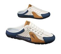 Men's Backless Sneakers,Mens Backless Slip On Sneakers Shoe,Men's Heelless Casual Mule Shoes,Mens Breathable Mules,Anti-Skid and Comfort,for Indoor,Outdoor and Walk Beige