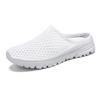 Men's Backless Sneakers,Mesh Mules Summer Backless Trainers,Men's Backless Sneakers Casual Mules,Mesh Slip On Mule,Slip On Sneakers Shoes,Lightweight,for Indoor and Outdoor White