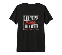 Mens Bad Veins Build Character Phlebotomist Funny Phlebotomy Tech Premium T-Shirt