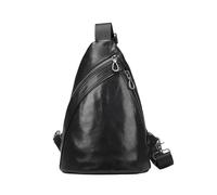 Men's Bag Genuine Leather Skin Male Chest Bag Outdoor Summer Riding Bags Single Shoulder Backpack Black