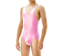 Men's Bag Glossy Jumpsuit Tight European Plus Size (M) Pink