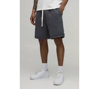 Men's Baggy Fit Exposed Seam Loopback Short | Charcoal | Size 2X-Large | BOOHOOMAN