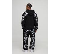 Men's Baggy Fit Floral Embroidered Joggers | Black | Size Medium | BOOHOOMAN