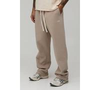 Men's Baggy Fit Man Script Embroidered Joggers | Stone | Size Medium | BOOHOOMAN