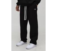 Men's Baggy Fit Man Script Joggers | Black | Size Small | BOOHOOMAN