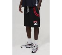 Men's Baggy Fit Mesh Varsity Jersey Shorts | Black | Size 4X-Large | BOOHOOMAN