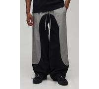 Men's Baggy Fit Panel Detail Track Pants | Black | Size 2X-Large | BOOHOOMAN