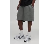 Men's Baggy Fit Ribbed Jersey Shorts | Khaki | Size Small | BOOHOOMAN