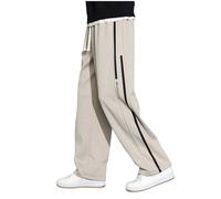 Men's Baggy Fleece Wide Leg Sweatpants Sport Comfy Loose Fit Open Bottom Joggers Straight Leg Yoga Casual Open Leg Lounge Pants Wide Legged with Pockets Track Pants Mens Tall Khaki