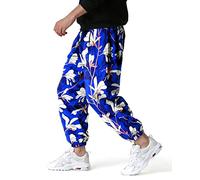 Mens Baggy Floral Printed Hippie Trousers Flower Pattern Wide Leg Sweatpants Joggers Harem Pants 3D Patterned Hippy Bottoms for Beach Yoga Jogging Dance-9-XL