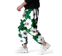 Mens Baggy Floral Printed Hippie Trousers Flower Pattern Wide Leg Sweatpants Joggers Harem Pants 3D Patterned Hippy Bottoms for Beach Yoga Jogging Dance-7-S