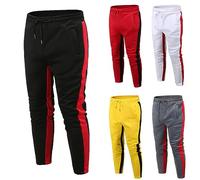 Mens Baggy Gym Pants Weight Training Exercise Workout Joggers Mens Single Stripe Joggers Colour Contrast Patchwork Pants Leisure Sports Trousers Trendy Sport Pant Lightweight Athletic Trousers