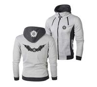 Men's Baggy Hoodies for Supernatural Zippered Activewear Fitness Graphic Jackets Contrast Color Hoody Double Zipper Sweatshirts Spring Autumn Outwear Tops-Off-white||M
