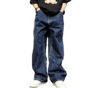 Mens Baggy Jeans Y2k Skater Vintage Plain Pants Casual Wide Leg Loose Fit Denim Hip Hop Jean, #2-bl, Large