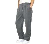 Mens Baggy Joggers Open Hem Premium Wide Leg Elastic Waist Sweatpants Breathable Cotton Casual Pants with Pockets