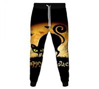 Men's Baggy Jogging Bottoms, Men's Stretch with Elastic Band, Training Trousers, High Waist with Drawstring, Leisure Trousers, Scary Pumpkin Head, Sports Trousers, Cinch Bottom, Lightweight Fabric