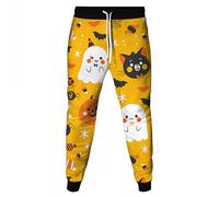 Men's Baggy Jogging Bottoms, Men's Stretch with Elastic Band, Training Trousers, High Waist with Drawstring, Leisure Trousers, Scary Pumpkin Head, Sports Trousers, Cinch Bottom, Lightweight Fabric