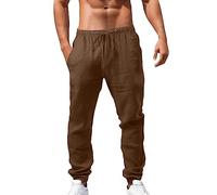 Men's Baggy Sweatpants Straight Leg Drawstring Elasticated Waist Trousers Walking Climbing Cycling Loose Fit Jogging Bottoms Open Hem Joggers with Pockets Coffee