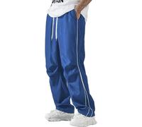 Mens Baggy Sweatpants Y2k Wide Leg Parachute Pants Drawstring Elastic Waist Track Pants Summer Stretch Casual Windbreaker Trousers with Pockets Blue