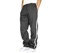 Mens Baggy Trousers Stripe Sweatpants for Men UK Causal Lightweight Drawstring Lounge Tracksuit Bottoms Loose Fit Jogging Pants Gym Running Workout Activewear Hippy Trousers with Pockets Dark Gray
