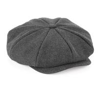 HeatGuard Mens Winter Baker Boy Flat Cap with Thinsulate Thermal Lining Herringbone Grey (M/L)