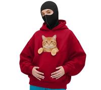 Mens Balaclava Hoodie Full Zipper Double Hooded Travel Pet Pouch Hoodies Winter Oversized Sweatshirts Men Women Pullover Merry Christmas Elk Print Long Sleeved Warm Wind-resistant Athletic Workout