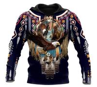 Men's Bald Eagle Hoodie Autumn Winter Long Sleeve Pullover Animal Theme Sweatshirt Realistic Graphic Hoodie
