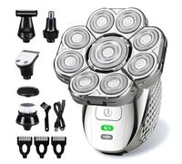 Men's Bald Razor, IPX7 Waterproof, 9D Flexible Floating Head, Wet & Dry Head Shaver, LED Display, 120 Min Battery Life, 6-in-1 Care Set (9D)
