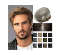 Men's bald wig 0.06mm Knot Men's capillary prothesis Soft Thin Skin Base Durable Knots hairline Toupee Male Hair System Men Wig Bald cap(Darkest Brown,7x9)