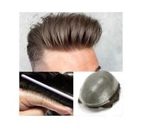 Men's bald wig Hairline Men Toupee Human Hair Men Wig Replacement Systems Hair Piece Prosthesis Bald cap(Lightest Brown,8x10)