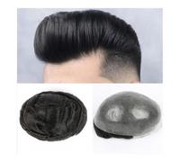 Men's bald wig Short Men Wig Thin Skin Hair Pieces Remy Human Hair Extensions Men Toupee Prosthesis Male Wig Hair System For Men Bald cap(Darkest Brown,7x9)