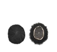 Men's Baldness Cover Wig 6mm Afro Curly Hair Toupee for Black Men 6 Inch 120% Density Kinky Curly Indian Human Hair Replacement System with Full French Lace Base Men's Toupee Men's Daily Travel Wig(Je
