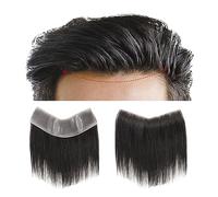 Men's Baldness Cover Wig Hairline Toupee Frontal Hairpiece, Indian Human Hair System 4cmx18cm V-Shape Front Men's Toupee Thin Skin 0.08-0.10mm PU Base Men's Toupee Men's Daily Travel Wig