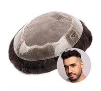 Men's Baldness Cover Wig Mens Human Hair Replacement Systems Toupee for Men Units Wigs Soft Fine Mono & PU Hairpieces Durable #2 Dark Brown Straight Hair Men's Toupee Men's Daily Travel Wig(Straight d