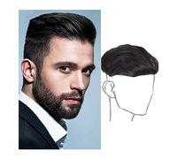Men's Baldness Cover Wig Synthetic Toupee for Men Natural Black Clip in Forehead Toupee Hairpieces Short Straight Synthetic Wig for U-shade& M-shade Hair Lossing Men's Daily Travel Wig(B)