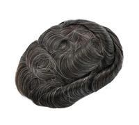 Men's Baldness Covering Wigs, Natural Human Hair Topper With Grey Hair Man Toupee Hair Men's Capillary Prothesis Swiss Lace PU Indian Human Hair Wigs for Men,Men's Wigs(220#)
